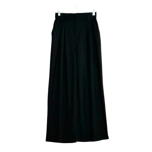 Black high waisted wide legs pleated pants size XSP - Picture 1 of 8